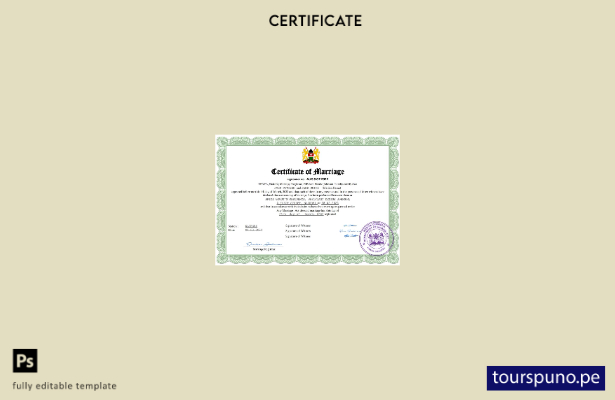 listo para imprimir certificado de matrimonio de Kenia Plantilla en Word y PDF